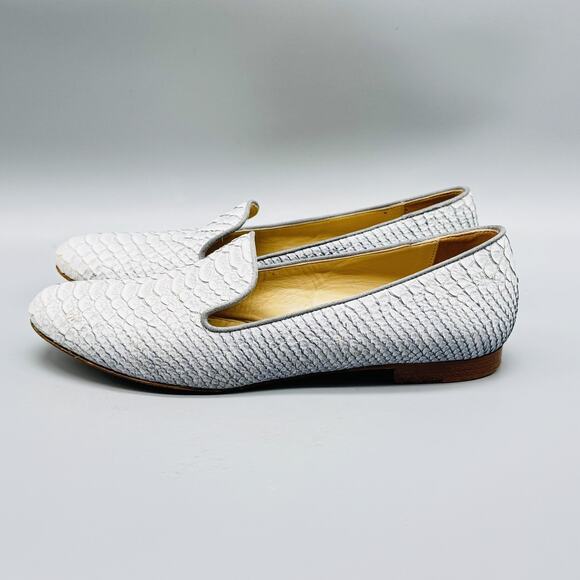 M.Gemi Shoes Womens EU 35.5 US 5.5 Gray Python Embossed Leather Loafers Italy - Picture 5 of 13